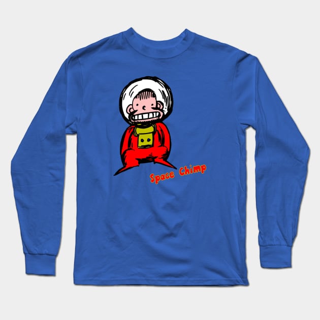 Space Chimp Long Sleeve T-Shirt by FieryWolf